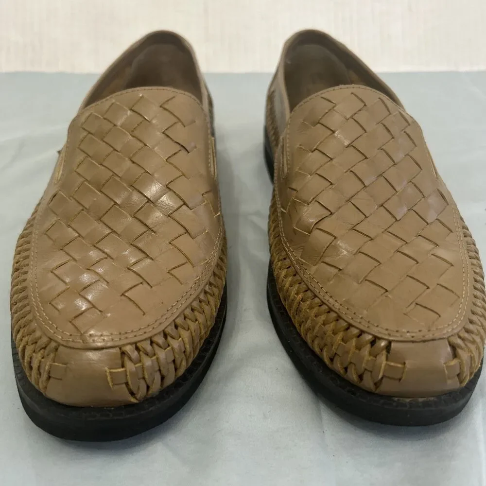 Deer Stags Mens Light Brown Basket Weave Casual Dress Shoes Sz 8 D